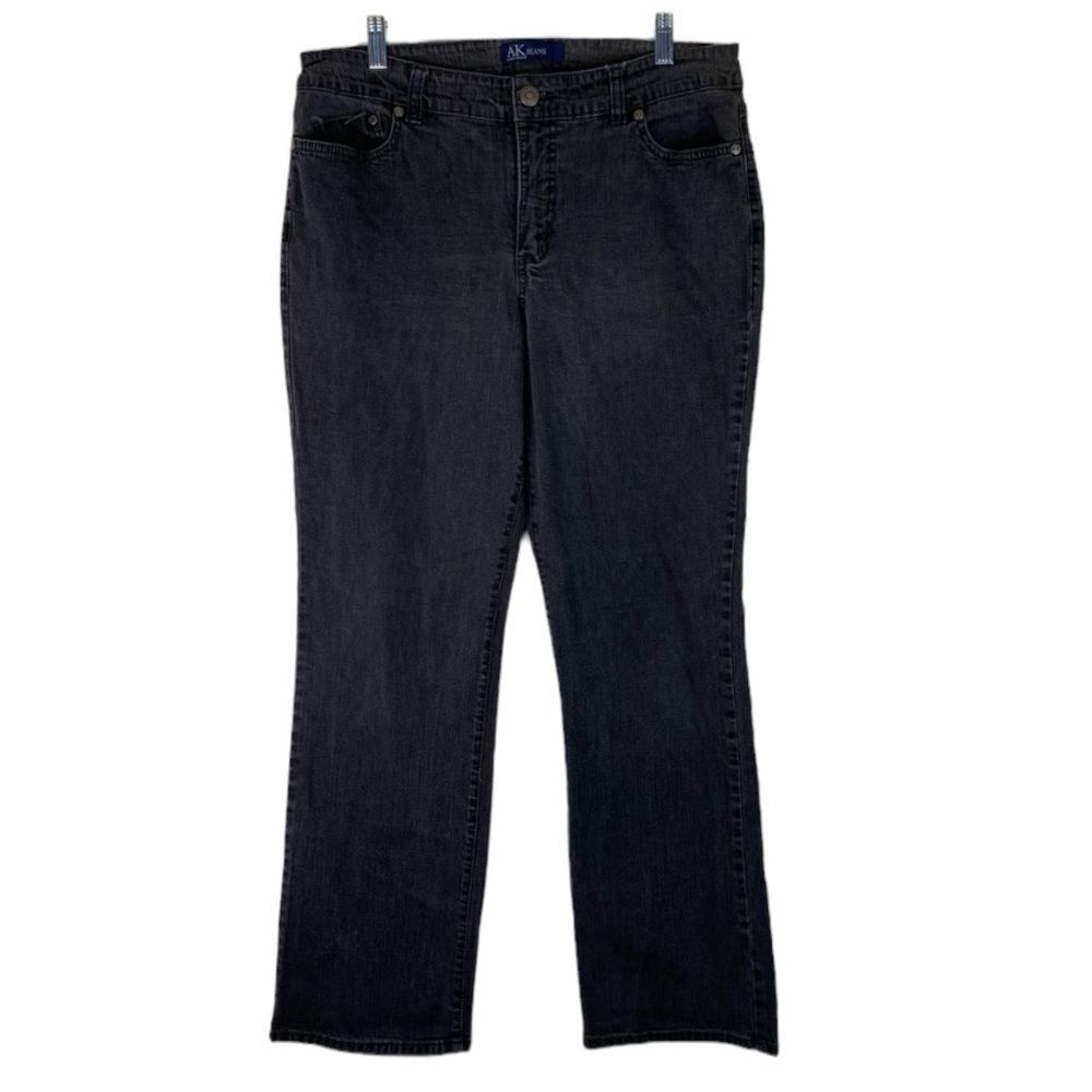 Anne Klein Black Denim Bootcut 11” Rise Stretch Jeans 14 Plus Size